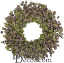 Natural dried lemon mint wreath with purple flowers, ideal for wholesale and bulk decor.