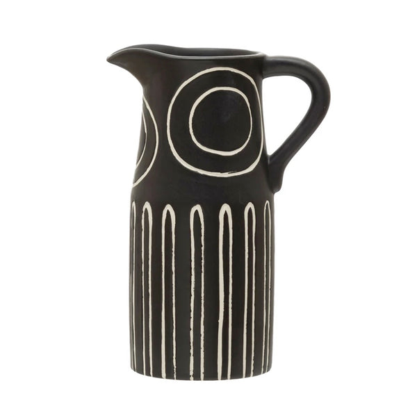 Embossed Design Black and White Pitcher