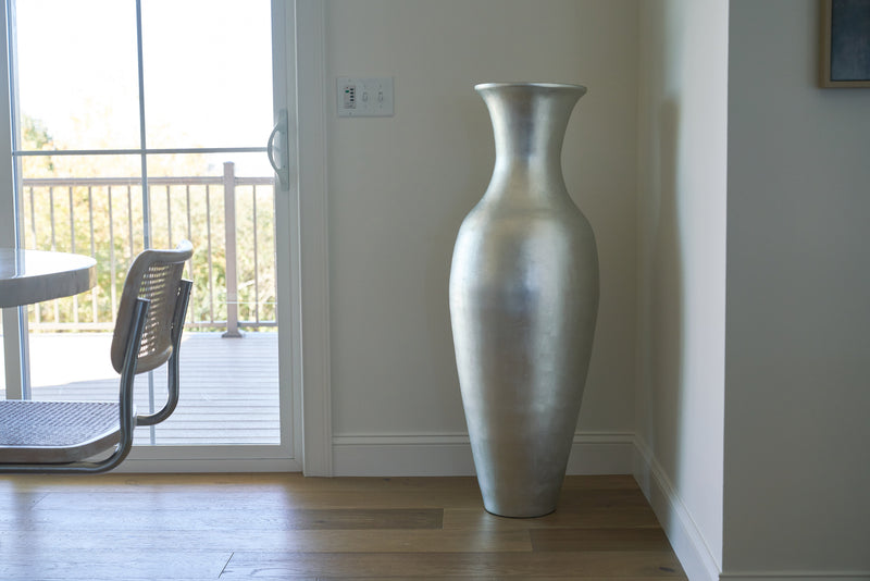 Classic Bamboo Floor Vase - Silver