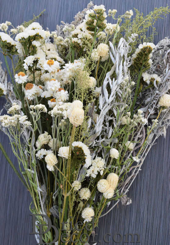 Dried White Garden Flower Bouquet