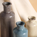 CUCUMI Ceramic Flower Vases Set of 3, Rustic Coastal Home Decor for Farmhouse Shelves, Ocean Beach Style, Mantle, Fireplace, Coffee Table, Shelf for Living Room