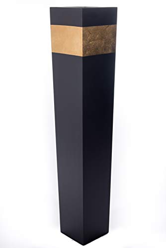 Tapered Wood Floor Vase - Gold Accent