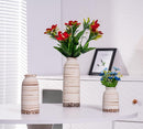 Beige Ceramic Vase Set of 3, Farmhouse Decorative Vase for Pampas Grass, Living Room, Bathroom, Bookshelf, Centerpieces Beige