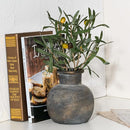 SIDUCAL Ceramic Rustic Farmhouse Vase | 6 Inch Pottery Decorative Flower | Boho | Terracotta Vase for Home Decor Table, Living Room, Bathroom Decoration, Shelf Decor, Mantel, Bronze