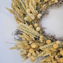 Handmade Dried Flower Wreath - Ivory