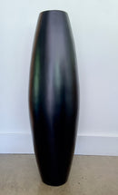 36-inch matte black cylinder floor vase with sleek, smooth finish for dried natural decor, wholesale bulk options.
