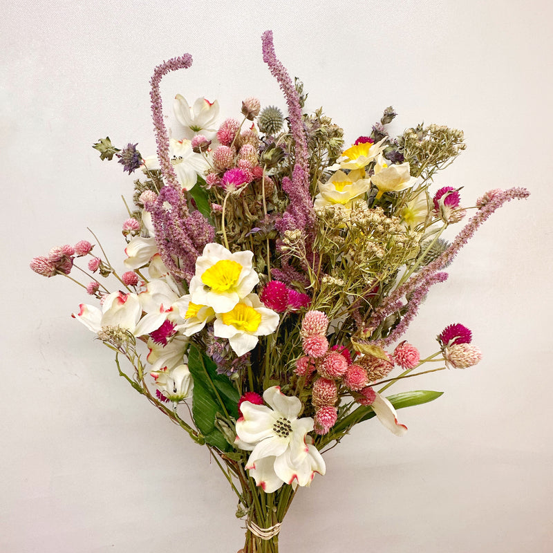 Dried Dogwood and Daffodils Bouquet