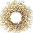 Natural dried quail brush wreath with gold tones, perfect for wholesale bulk Christmas decor.
