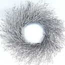 Silver-dusted dried natural quail brush wreath, 30-inch decorative bulk wholesale design.