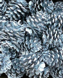 Bulk dried natural Ponderosa pine cones painted silver for wholesale decor.