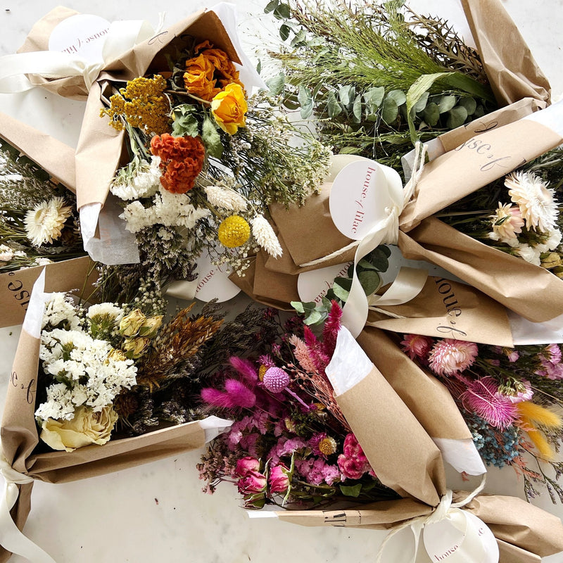 Orange Yellow Petit Dried Flower Bouquet Wrap