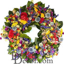 20-inch natural dried flower garden wreath with vibrant bulk blooms and greenery.