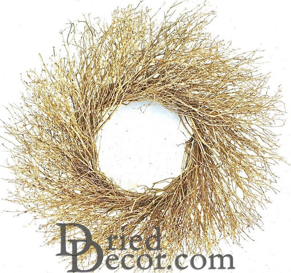 Dried Quail Brush Wreath | Gold
