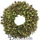 Natural dried nigella flower wreath in green and brown tones, bulk wholesale decorative wreath.