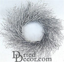 Silver dried Quail Brush wreath with natural twig texture, ideal for wholesale and bulk decor.