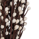 Bundle of 28-inch dried natural Moti sticks with bleached white seed pods on dark brown stems, wholesale bulk quantity.