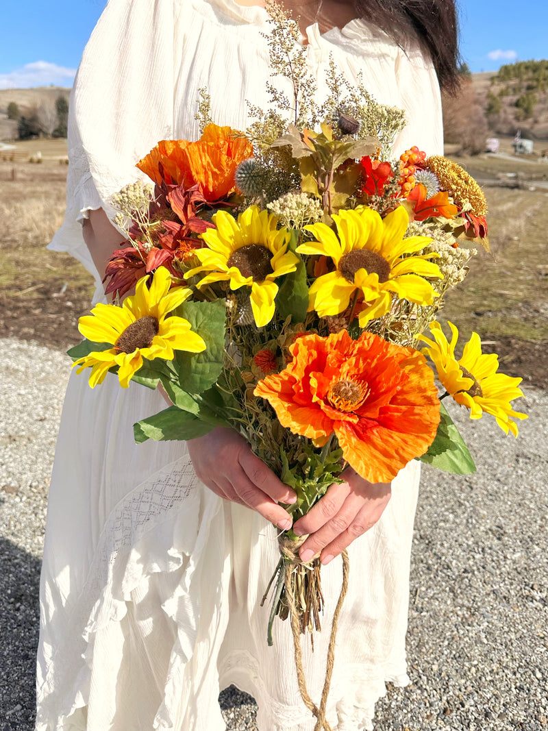 tiger lily and sunflower bouquet Dried Poppies and Sunflowers Bouquet