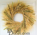 19-inch natural dried mixed grain wheat wreath with bulk decorative stems.