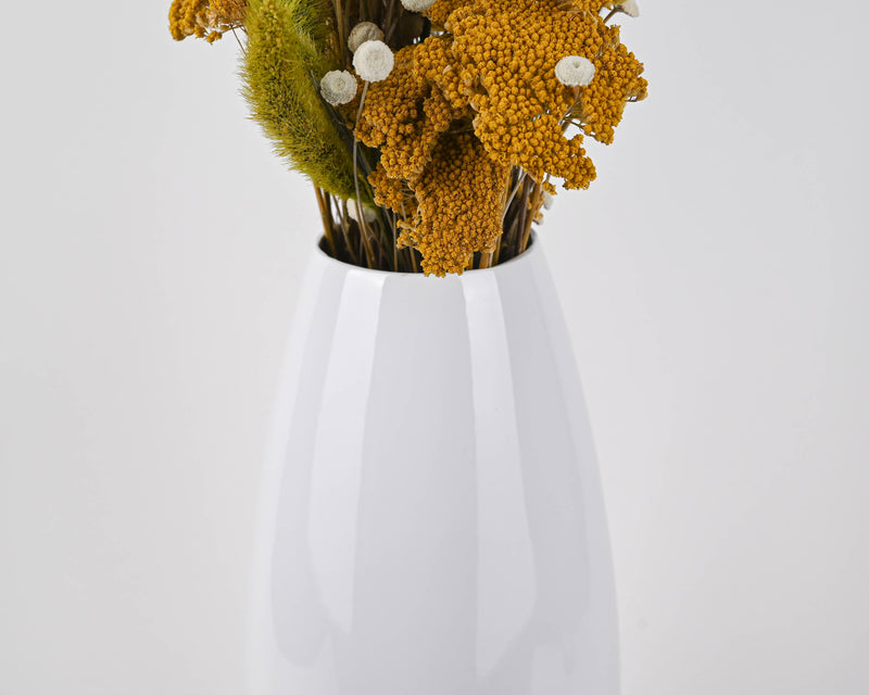 Small Bamboo Floor or Table Vase Handmade Vase | White