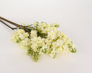 A bundle of artificial lilac spray stems with cream-colored flowers against a white background.