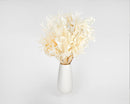 Bulk dried natural white oak leaves bouquet in a tall white ceramic vase.