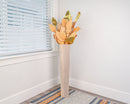 38" gold metallic and velvet magnolia leaf spray with 12 dried stems in a tall wooden vase, natural wholesale bulk.
