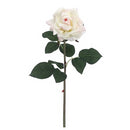 Cream pink dried rose spray with natural green leaves, 20.5" stem perfect for wholesale bulk arrangements.