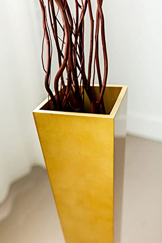 Set of 2 | 36 Tapered Tall Floor Vase | Solid Gold Vase