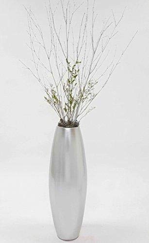 Handmade Bamboo Floor Vase - Cylinder Design in Silver