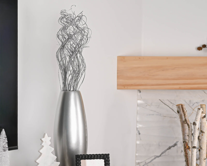 Small Bamboo Floor or Table Vase Handmade Vase  | Silver
