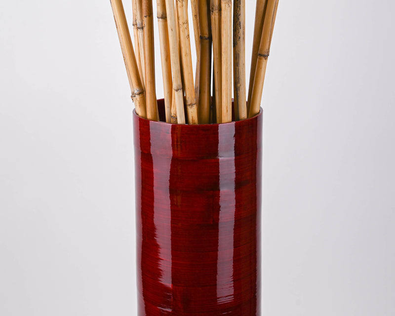 Bamboo Cylinder Floor Vase | 25" | Red