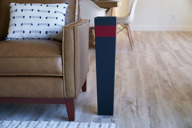 Tapered Wood Floor Vase | Red Accent