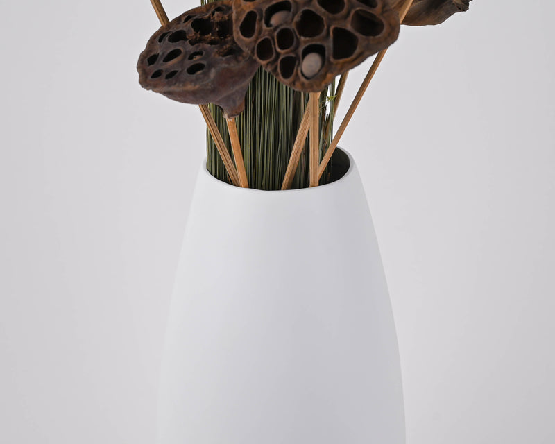 Small Bamboo Floor or Table Vase Handmade Vase  | Matte White