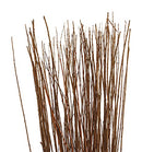 Bundle of 4-5' tall dried natural Asian willow branches in bulk, brown color.