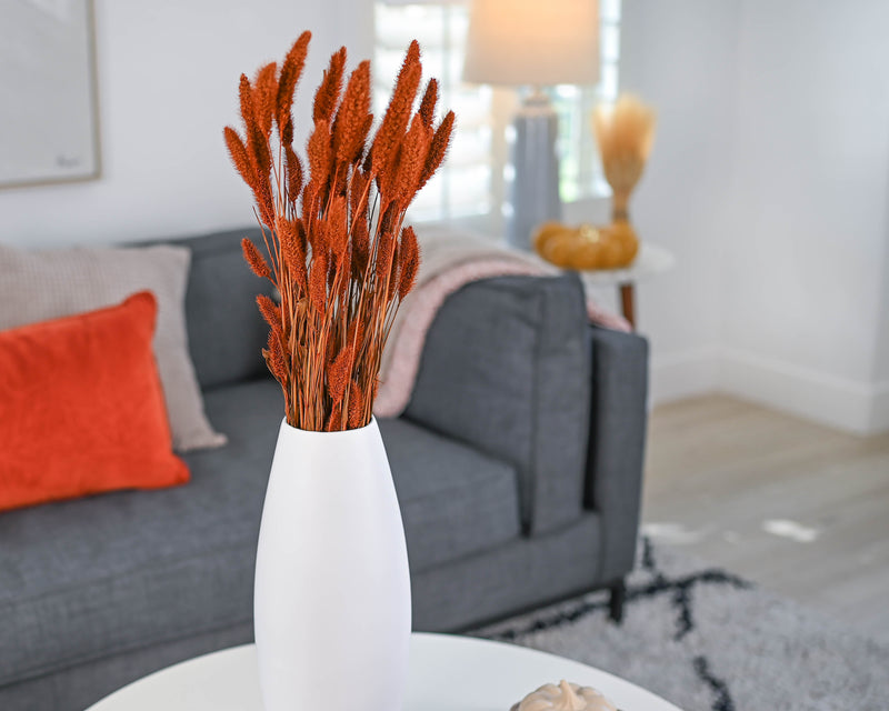 Small Bamboo Floor or Table Vase Handmade Vase | White