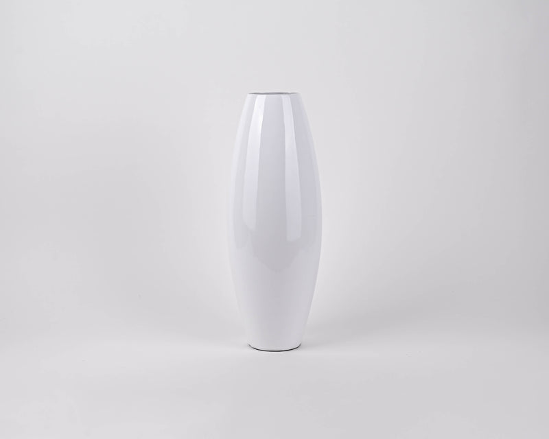 Small Bamboo Floor or Table Vase Handmade Vase | White