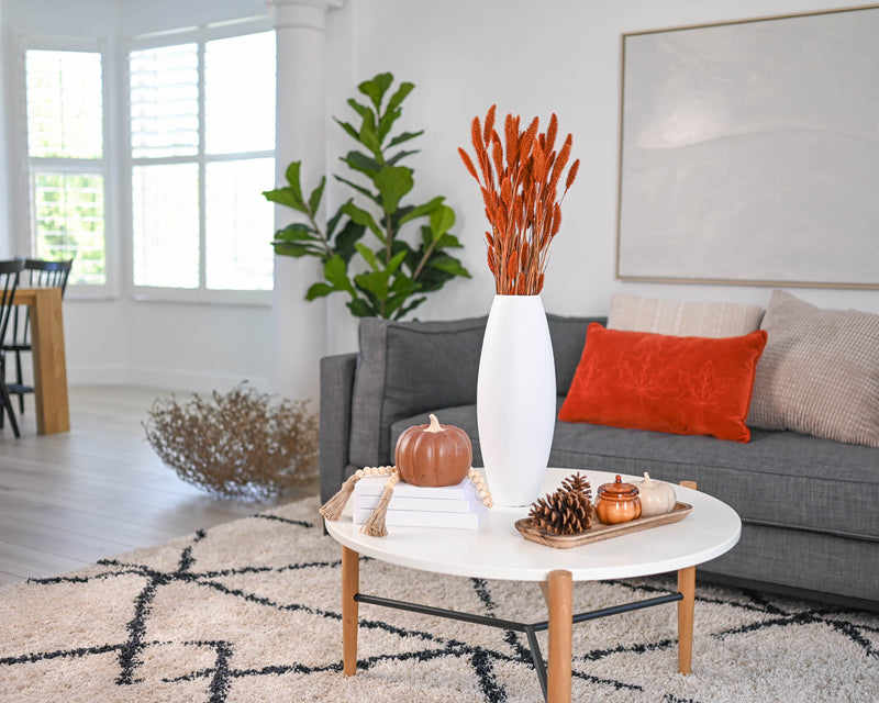 Small Bamboo Floor or Table Vase Handmade Vase | White