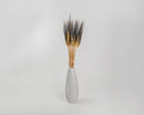 Long dried natural wheat bunch with dark tips in a tall textured white vase, wholesale bulk decor.