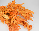 Bulk dried natural mango oak leaves in vibrant orange, perfect for wholesale arrangements.
