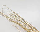 Gold glittered dried birch branch bunch with natural texture for wholesale bulk decoration.