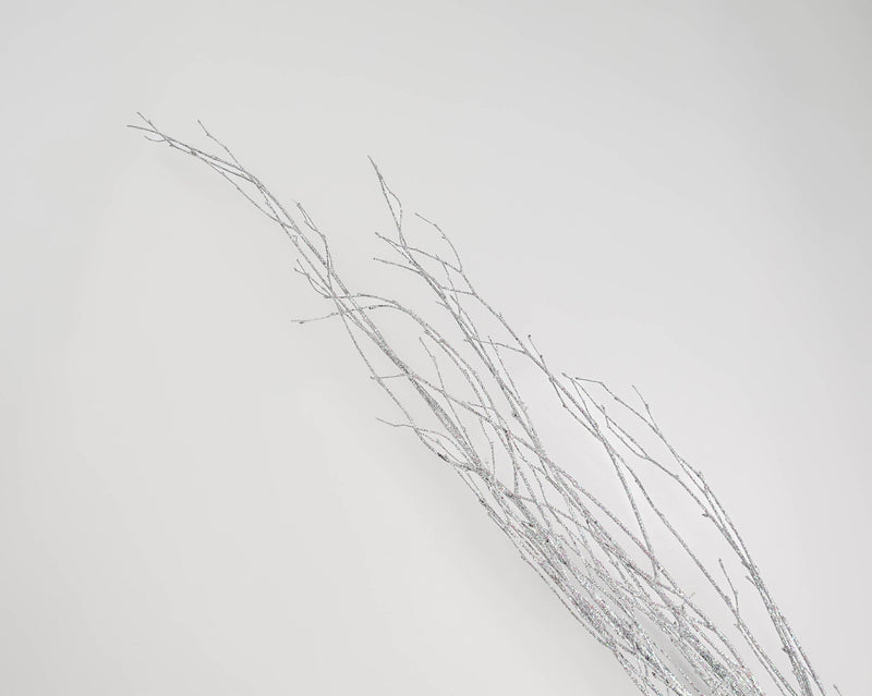 Glittered Birch Branches | 12 Bunches | White