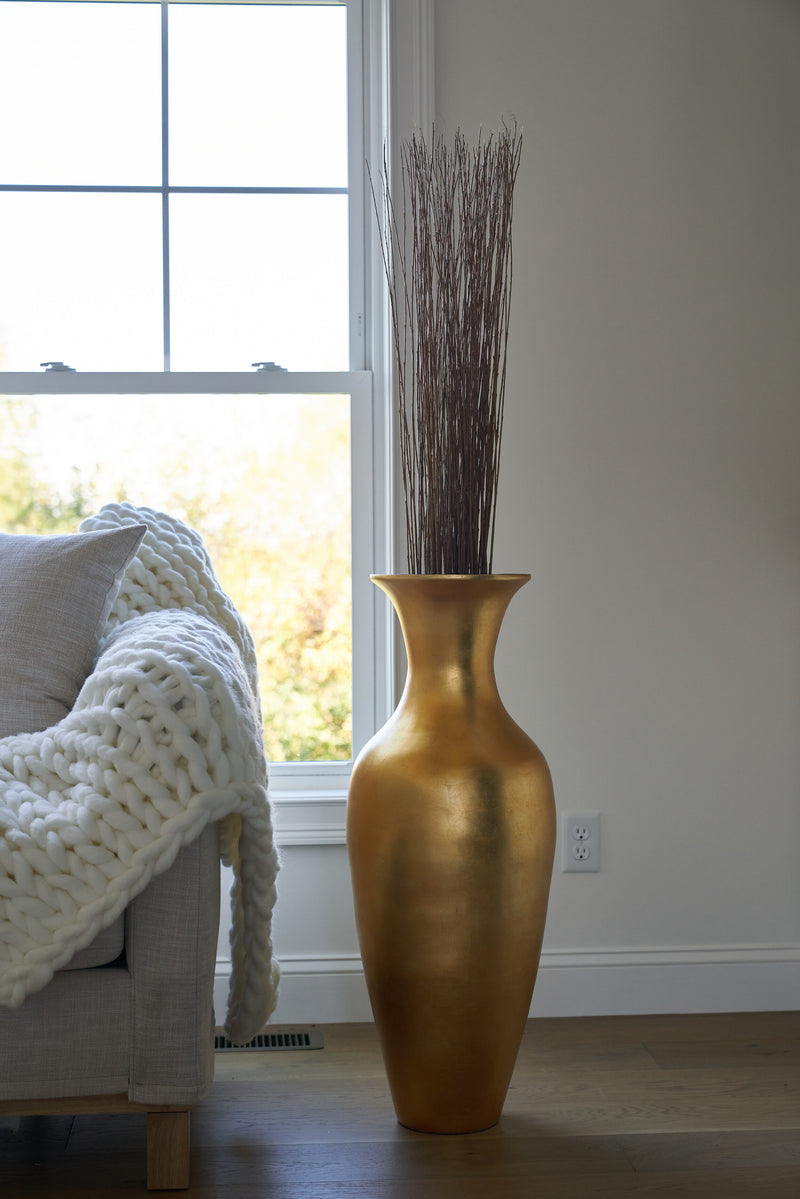 Classic Bamboo Floor Vase - Solid Gold