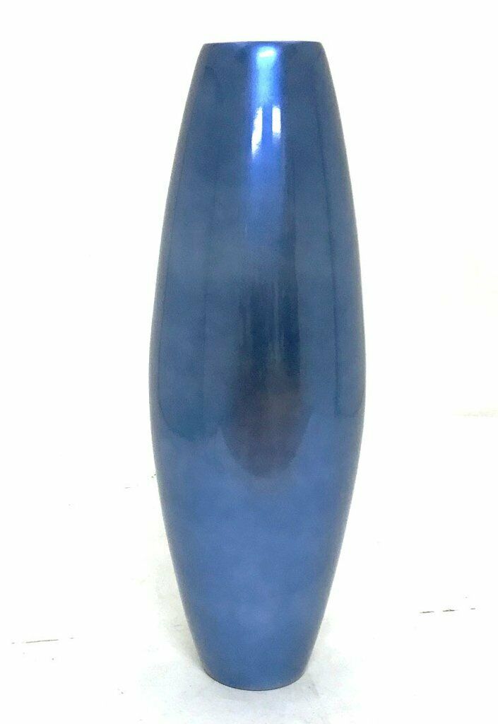 Handmade Bamboo Floor Vase - Cylinder Design | Blue