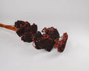 Dried natural yarrow flower bunch in deep red with thin stems, wholesale bulk arrangement.