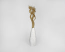 Dried natural curly gold decorative branches in white vase, wholesale bulk bunches.
