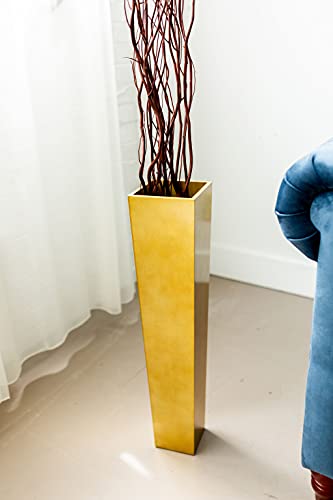 Set of 4 | 36 Tapered Tall Floor Vase | Solid Gold Vase