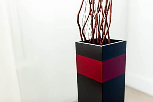 Rectangle Wood Floor Vase | Accent Red