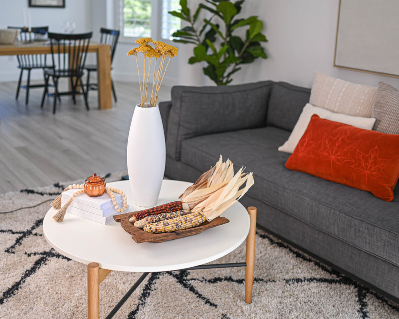 Small Bamboo Floor or Table Vase Handmade Vase  | Matte White