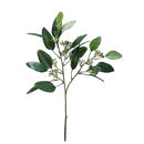 18″ dried seeded eucalyptus spray with green and burgundy leaves, natural bulk stems.