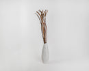 Natural brown dried Japanese fantail willow branches in white vase, bulk wholesale bunches.